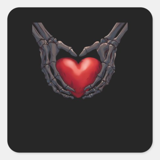 Skeleton Hand Heart Vierkante Sticker (Voorkant)