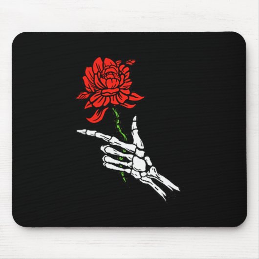 Skeleton Hand Holding A Red Rose Muismat (Voorkant)