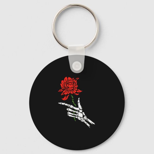 Skeleton Hand Holding A Red Rose  Sleutelhanger (Voorkant)