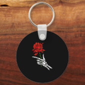 Skeleton Hand Holding A Red Rose  Sleutelhanger (Voorkant)