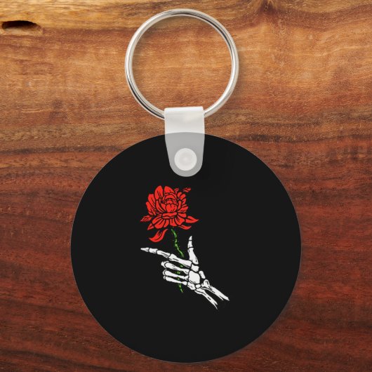 Skeleton Hand Holding A Red Rose Sleutelhanger (Voorkant)