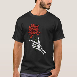 Skeleton Hand Holding A Red Rose T-shirt