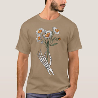 Skeleton Hand Holding Pumpkin Flower Funny Hwe T-shirt