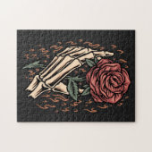 Skeleton Hand Holding Roos Vloer Gothic Floral Legpuzzel (Horizontaal)