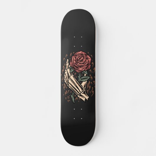 Skeleton Hand Holding Roos Vloer Gothic Floral Persoonlijk Skateboard (Voorkant)