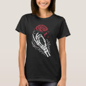 Skeleton Hand Holding Rose Gothic T-Shirt for Dark (Voorkant)