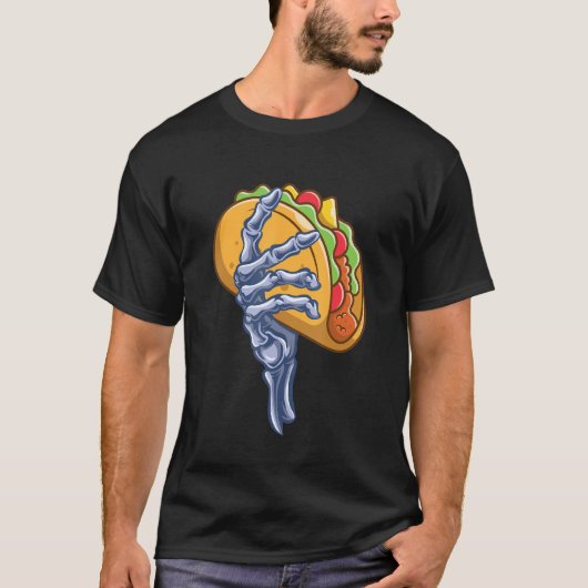 Skeleton Hand Holding Taco Dia de Los Muertos Hall T-shirt (Voorkant)