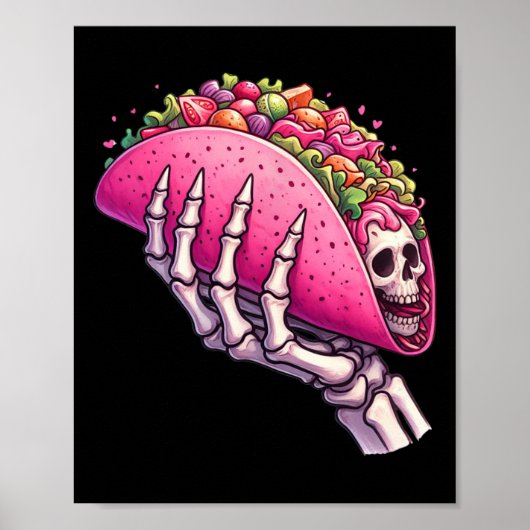Skeleton Hand Holding Taco voor Cinco de Mayo & Ca Poster (Voorkant)