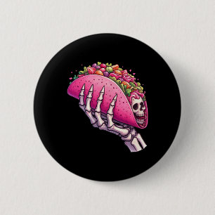 Skeleton Hand Holding Taco voor Cinco de Mayo & Ca Ronde Button 5,7 Cm