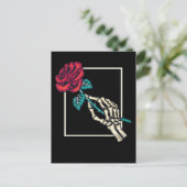 Skeleton Hand met dood Roos Romantic Floral Briefkaart (Staand voorkant)