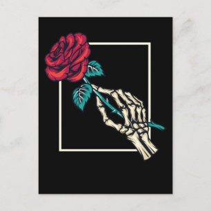 Skeleton Hand met dood Roos Romantic Floral Briefkaart