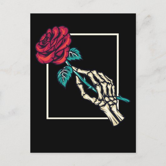 Skeleton Hand met dood Roos Romantic Floral Briefkaart (Voorkant)