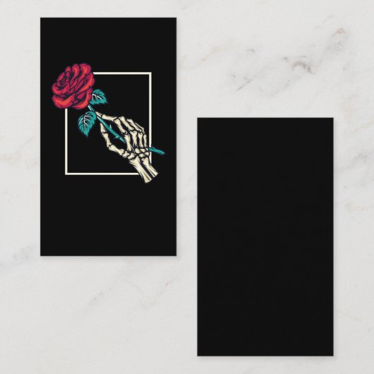 Skeleton Hand met dood Roos Romantic Floral Visitekaartje (Voorkant / Achterkant)