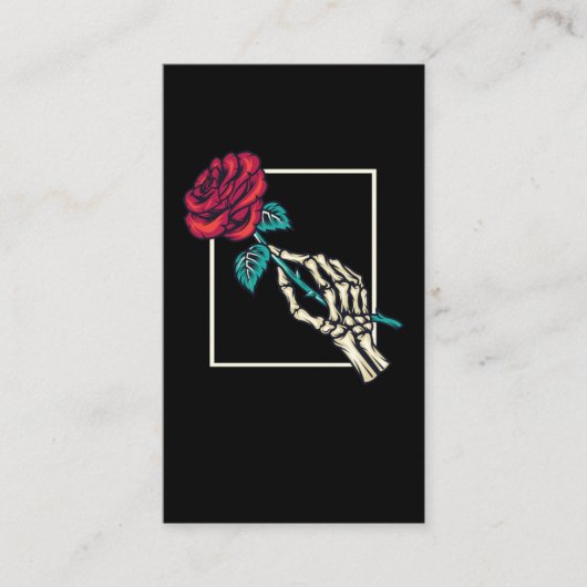 Skeleton Hand met dood Roos Romantic Floral Visitekaartje (Voorkant)
