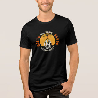 Skeleton Hand met flikkerende kaars Halloween Tri-Blend Shirt