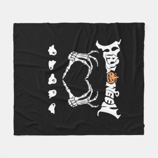 Skeleton Hand met, Halloween Design Fleece Deken (Voorkant (Horizontaal))