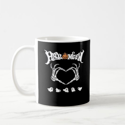 Skeleton Hand met, Halloween Design Koffiemok (Links)