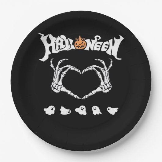 Skeleton Hand met, Halloween Design Papieren Bordje (Voorkant)