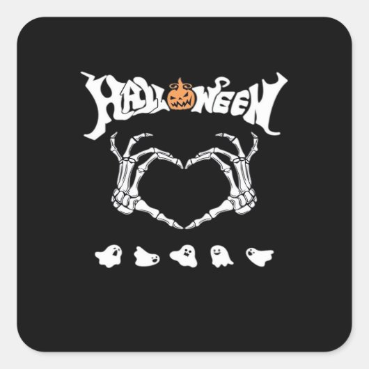 Skeleton Hand met, Halloween Design Vierkante Sticker (Voorkant)