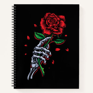 Skeleton Hand met Roos – Gotische Romance Art Notitieboek