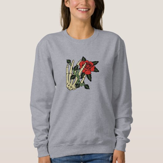 Skeleton Hand met Roos Sweatshirt – (Voorkant)
