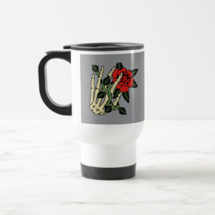 Skeleton Hand met Roos Travel Mug –  Reisbeker