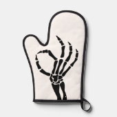 Skeleton Hand OK Teken Gotisch Halloween Koken Ovenwant (Voorkant)