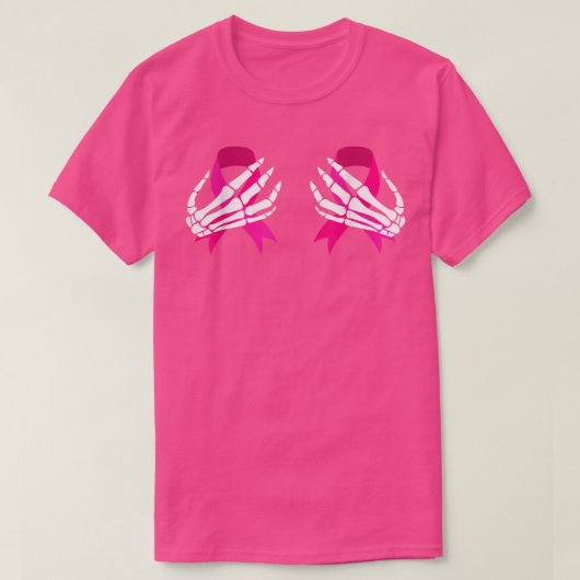 Skeleton Hand on Breast Cancer Ribbon Halloween Wo T-shirt (Design voorkant)