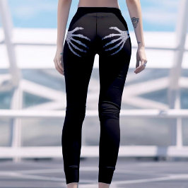 Skeleton Hand op Booty Funny Halloween Black Leggings