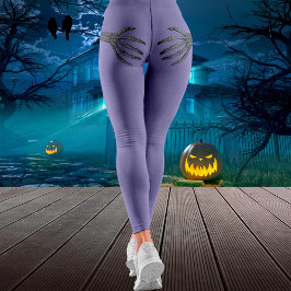 Skeleton Hand op Booty Funny Halloween Paars Leggings