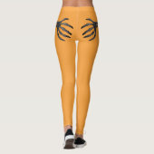 Skeleton Hand op Booty Funny Halloween Sinaasappel Leggings (Achterkant)