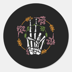 Skeleton Hand Peace Pocket Halloween Kostuum Manne Ronde Sticker
