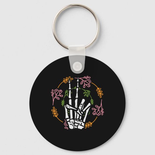 Skeleton Hand Peace Pocket Halloween Kostuum Manne Sleutelhanger (Voorkant)