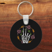 Skeleton Hand Peace Pocket Halloween Kostuum Manne Sleutelhanger (Voorkant)