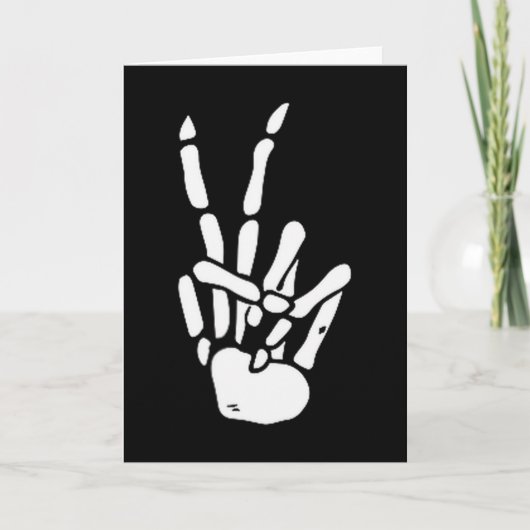 Skeleton Hand Peace Sign Bone Kaart (Voorkant)