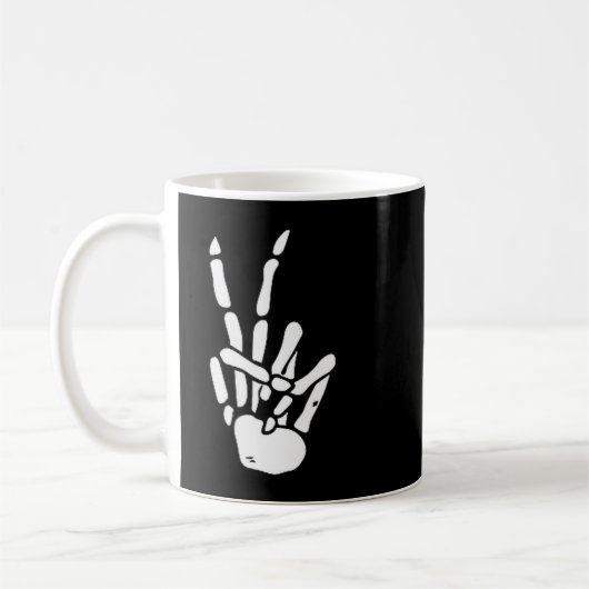 Skeleton Hand Peace Sign Bone  Koffiemok (Links)