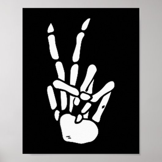 Skeleton Hand Peace Sign Bone Poster (Voorkant)