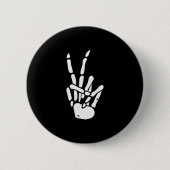 Skeleton Hand Peace Sign Bone Ronde Button 5,7 Cm (Voorkant)