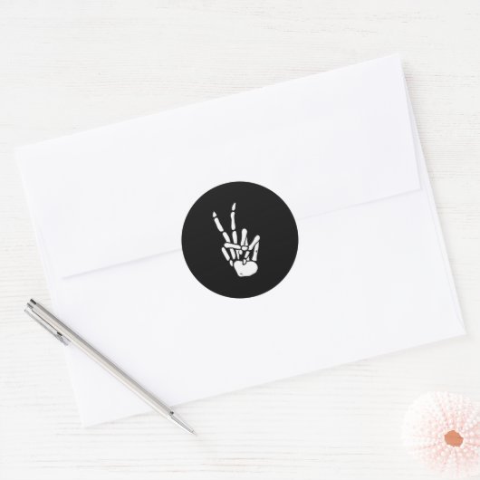 Skeleton Hand Peace Sign Bone Ronde Sticker (Envelop)