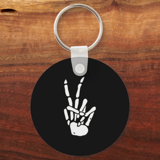 Skeleton Hand Peace Sign Bone Sleutelhanger (Voorkant)
