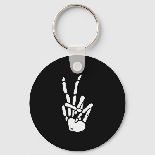Skeleton Hand Peace Sign Bone  Sleutelhanger (Voorkant)