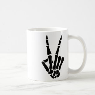 Skeleton Hand Peace Sign Botten Halloween Skeleton Koffiemok