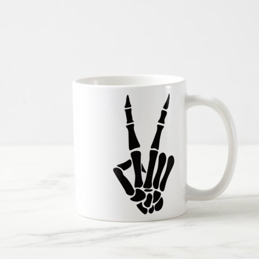 Skeleton Hand Peace Sign Botten Halloween Skeleton Koffiemok (Rechts)