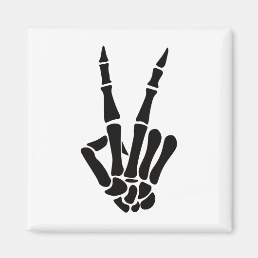 Skeleton Hand Peace Sign Botten Halloween Skeleton Magneet (Voorkant)