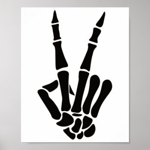 Skeleton Hand Peace Sign Botten Halloween Skeleton Poster