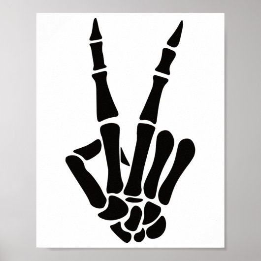 Skeleton Hand Peace Sign Botten Halloween Skeleton Poster (Voorkant)