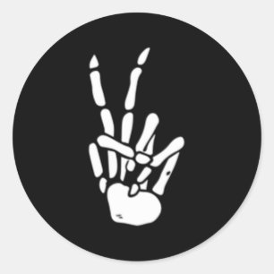 Skeleton Hand Peace Sign-Botten Ronde Sticker