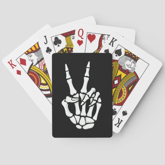 Skeleton Hand Peace Sign Cool Halloween Pokerkaarten (Achterkant)