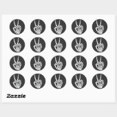 Skeleton Hand Peace Sign Cool Halloween Ronde Sticker (Vel)