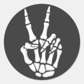 Skeleton Hand Peace Sign Cool Halloween Ronde Sticker (Voorkant)